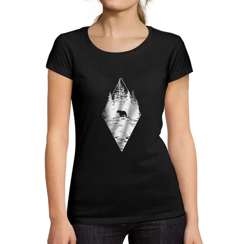 Ultrabasic - Tee-Shirt Femme Manches Courtes Ours De La Forêt Noir Profond 1