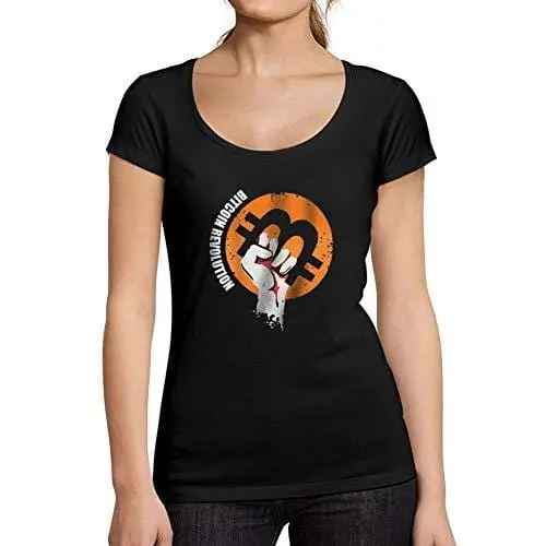 Ultrabasic - Tee-Shirt Femme Manches Courtes Révolution Bitcoin T-Shirt Hodl Btc Crypto Commerçants Cadeau Imprimé Tée-Shirt Noir Profond 1