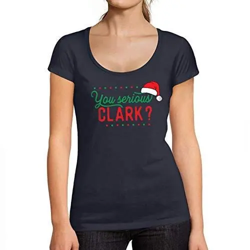 Ultrabasic - Tee-Shirt Femme Manches Courtes Serious Clark Christmas French Marine 1