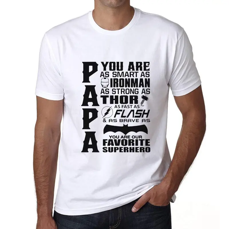 Ultrabasic - Unisex Superhero Préféré Superhero Papa Divertente Maglietta Graphique Blanc 1