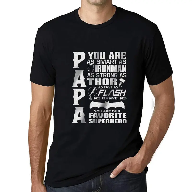Ultrabasic - Unisex Superhero Préféré Superhero Papa Divertente Maglietta Graphique Noir Profond 1