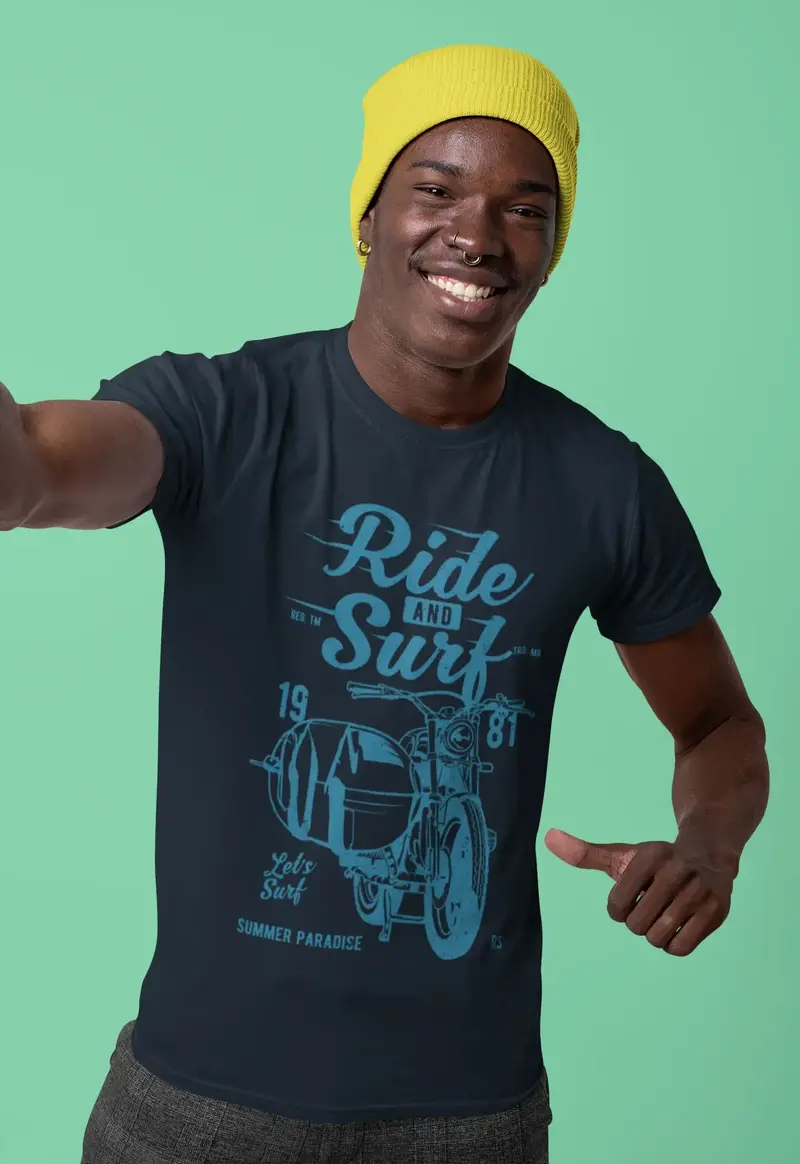 Ultrabasic Vintage Motorcycle Men's T-Shirts - Ride And Surf Summer 1981 Tee 1