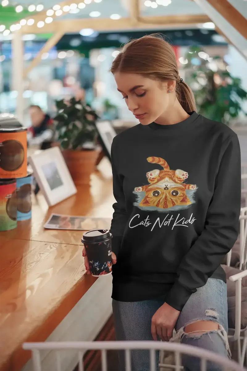 Ultrabasic Women's Funny Sweatshirt Cats Not Kids - Cute Kitty Sweater For Ladies 1
