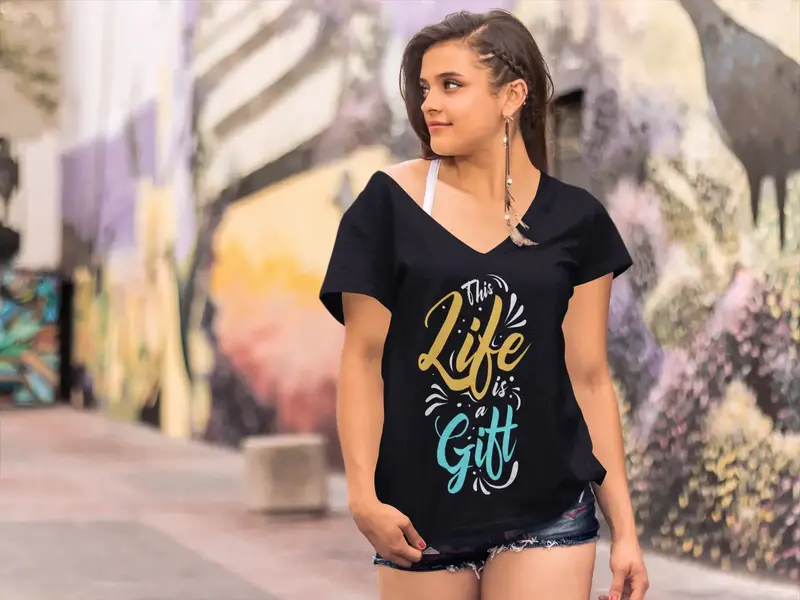 Ultrabasic Women's Graphic T-Shirt This Life Is A Gift - Motivational Quote Shirt 1