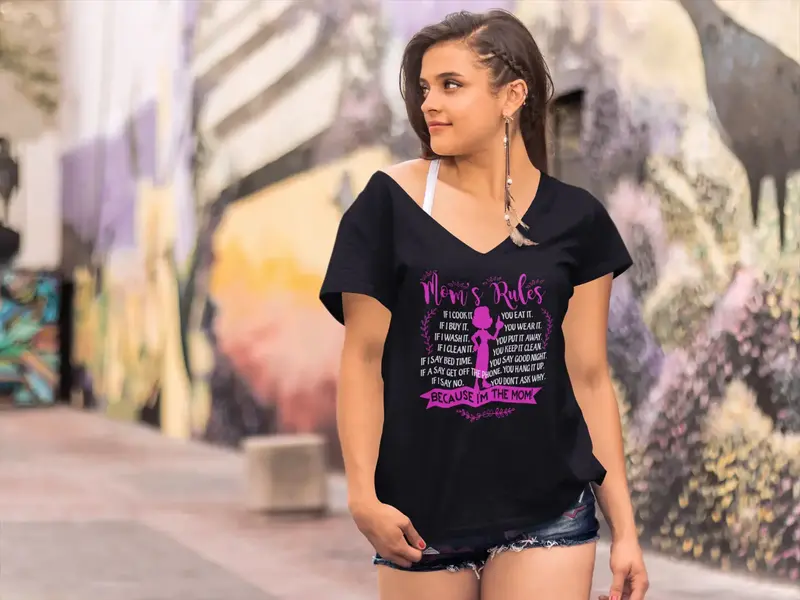 Ultrabasic Women's Novelty T-Shirt Mom's Rules - Mother's Day Tee Shirt Tops 1