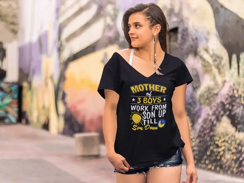 Ultrabasic Women's Novelty T-Shirt Mother Of 3 Boys - Funny Short Sleeve Tee Shirt Tops 1
