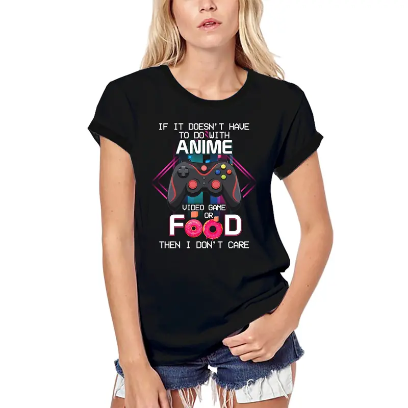 Ultrabasic Women's Organic Gaming T-Shirt Anime Video Games Food - I Don't Care Funny Joke Tee Shirt 1