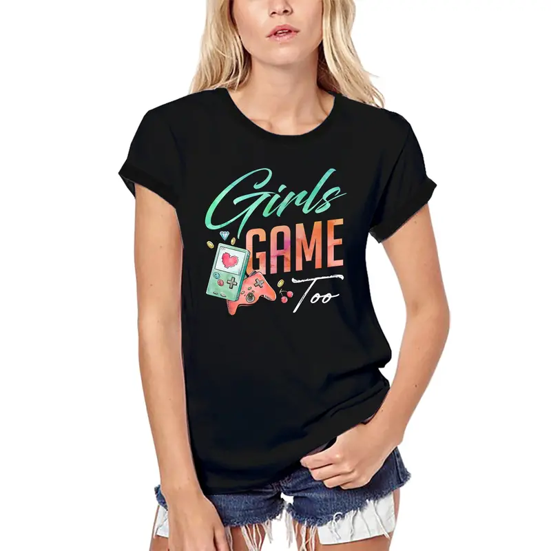 Ultrabasic Women's Organic Gaming T-Shirt Girls Game Too - Video Games Funny Tee Shirt 1