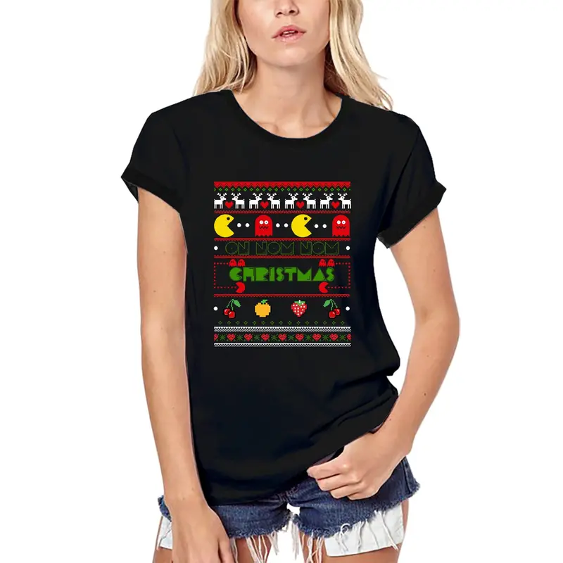 Ultrabasic Women's Organic Gaming T-Shirt On Nom Nom Christmas - Video Games Gamer Girl Tee Shirt 1
