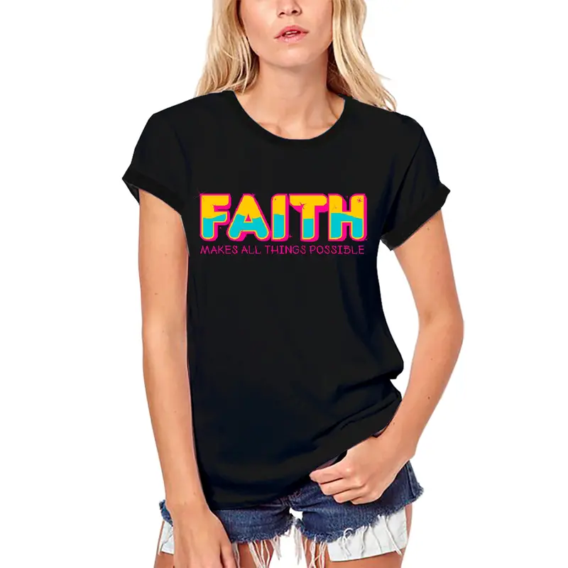 Ultrabasic Women's Organic Religious T-Shirt Faith Makes All Things Possible Shirt 1