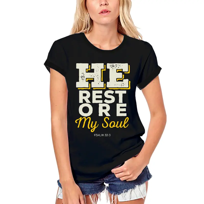 Ultrabasic Women's Organic Religious T-Shirt He Restored My Soul - Jesus Christ Shirt 1