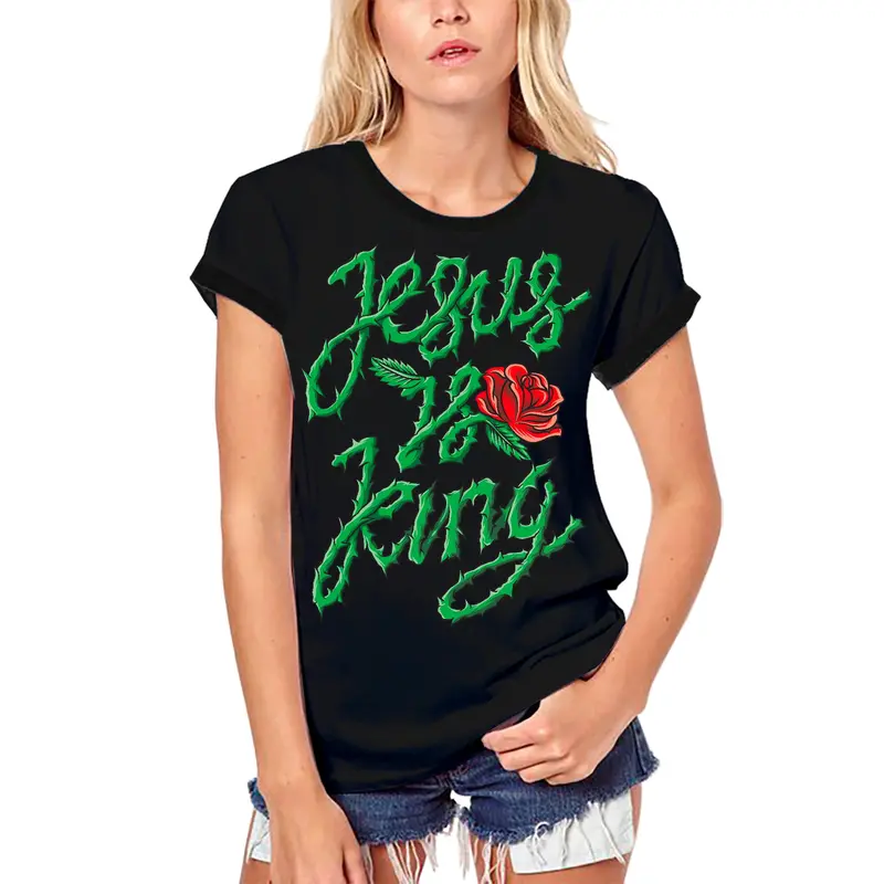 Ultrabasic Women's Organic Religious T-Shirt Jesus Is King - God Jesus Christ Shirt 1