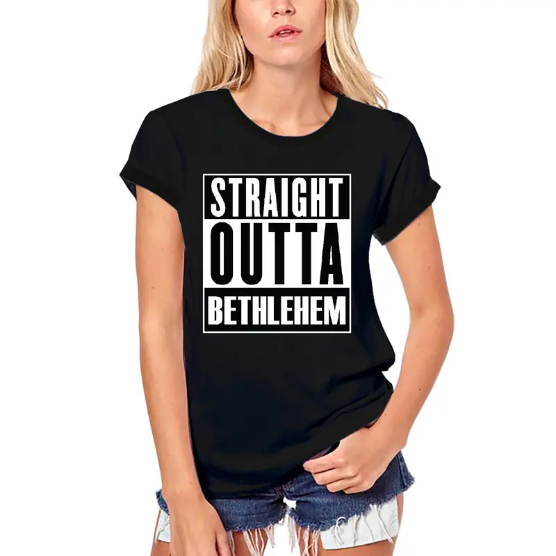 Ultrabasic Women's Organic Religious T-Shirt Straight Outta Betlehem - God Jesus Christ Shirt 1