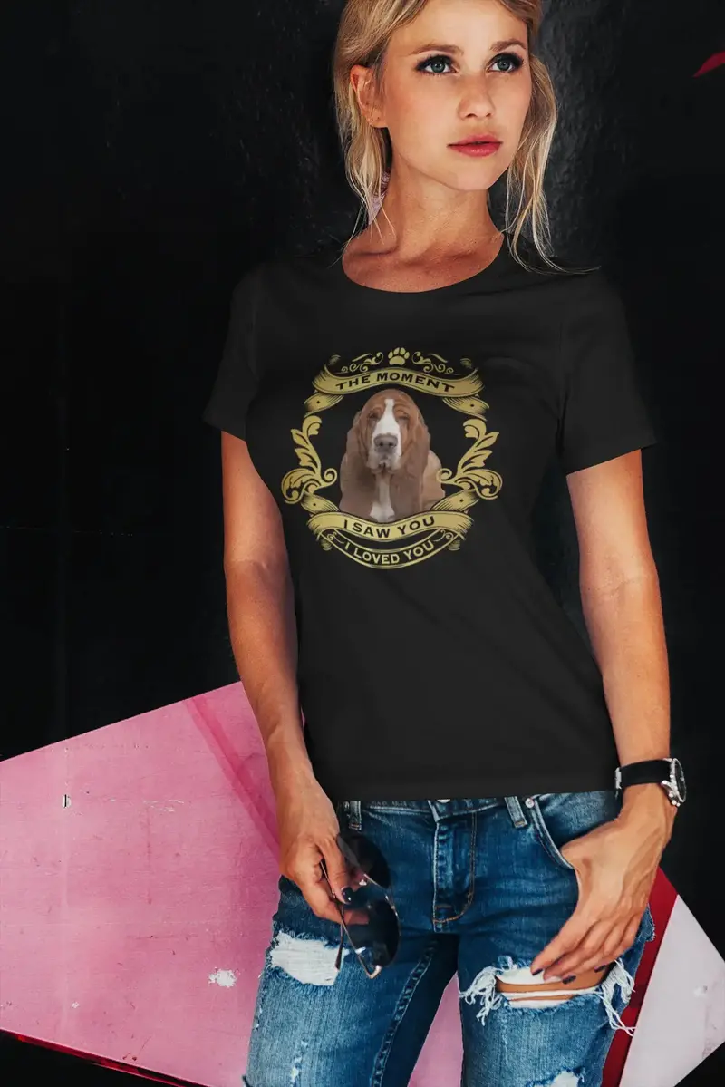 Ultrabasic Women's Organic T-Shirt Basset Hound Dog - Moment I Saw You I Loved You Puppy Tee Shirt For Ladies 1
