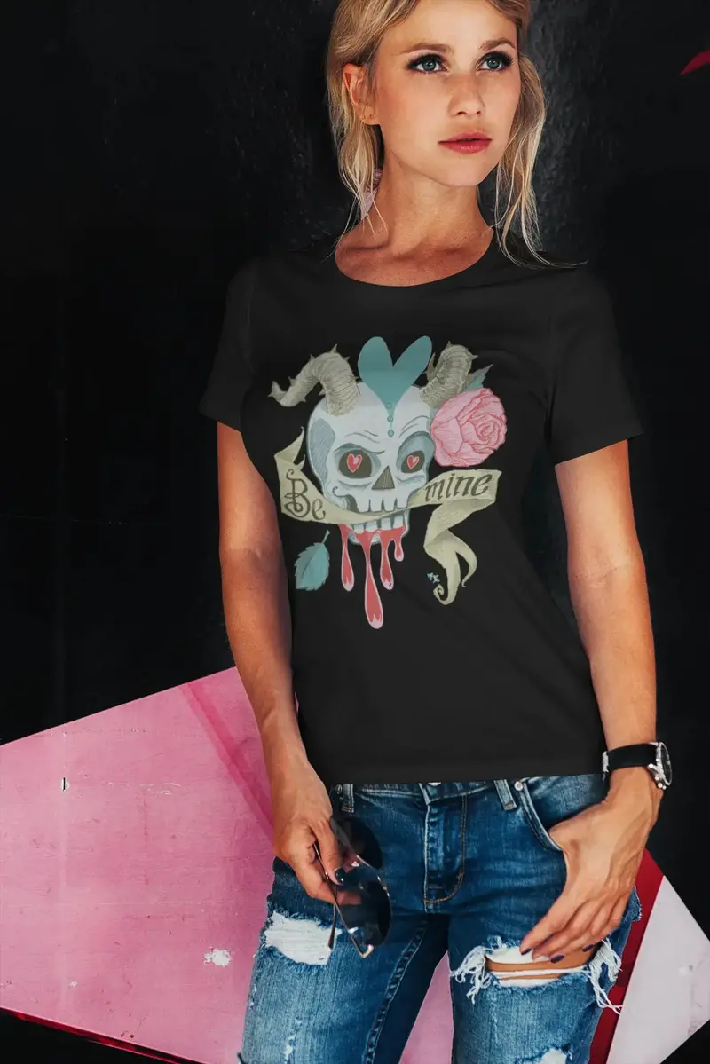 Ultrabasic Women's Organic T-Shirt - Be Mine Colorful - Skull Shirt For Women 1