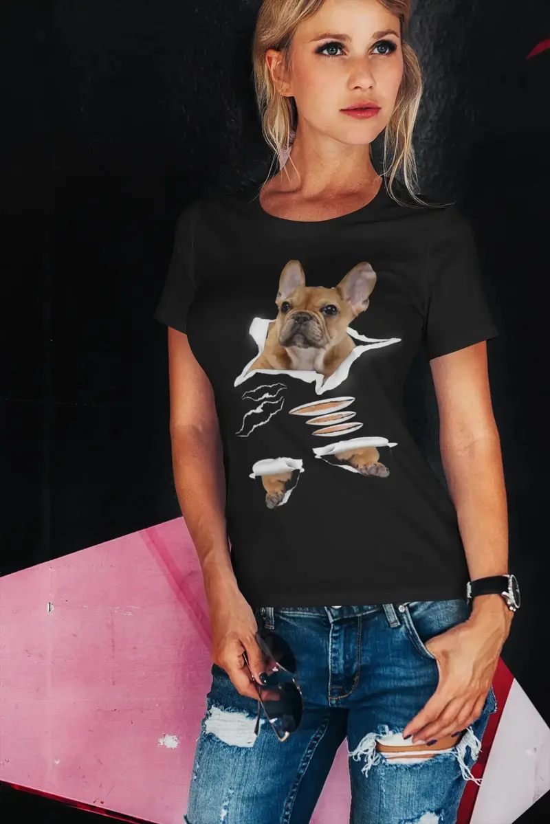 Ultrabasic Women's Organic T-Shirt - Brown Pug - Funny Dog Shirt - Dog Clothes 1