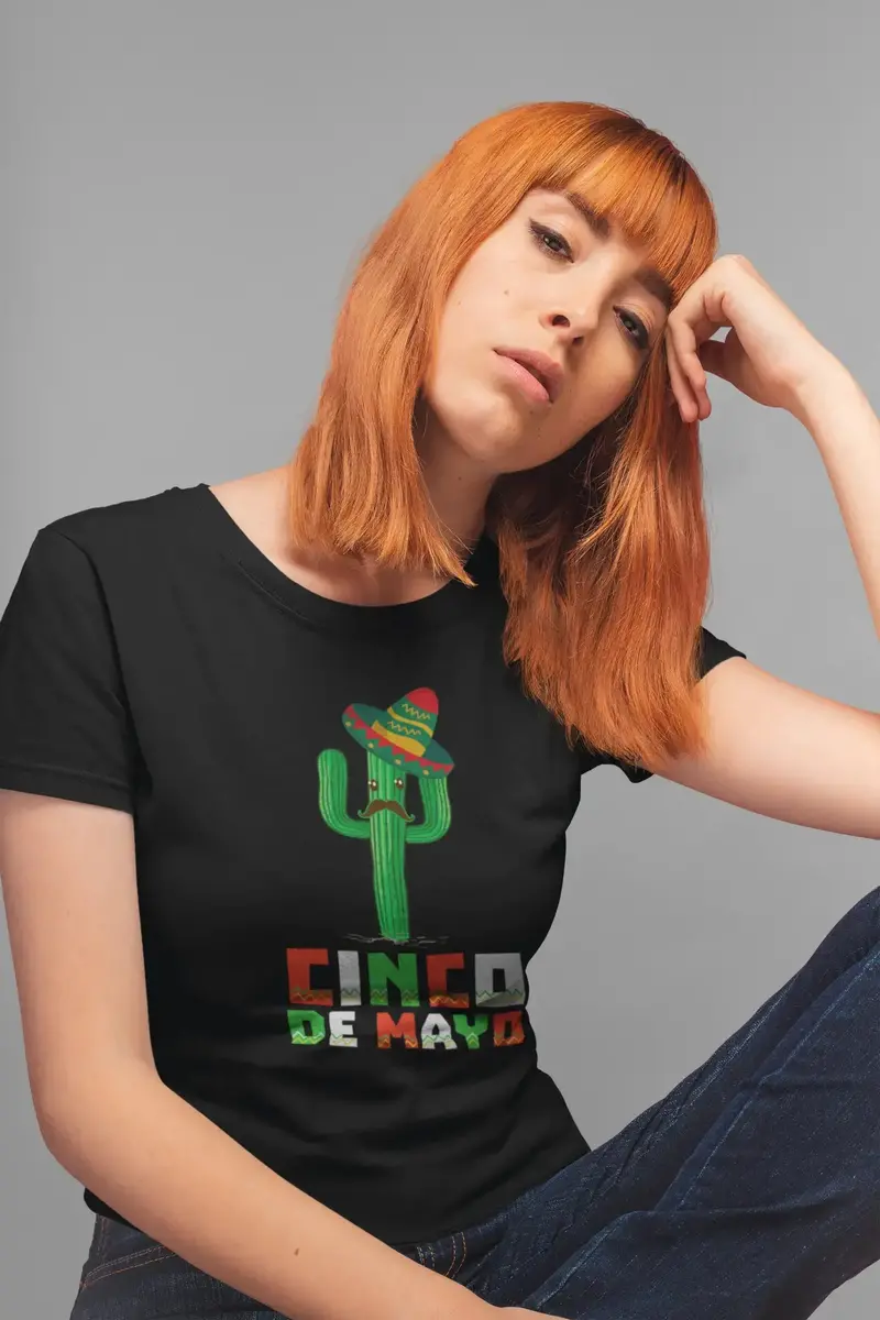 Ultrabasic Women's Organic T-Shirt Cactus Cinco De Mayo - Funny Mexican Sombrero Tee Shirt 1