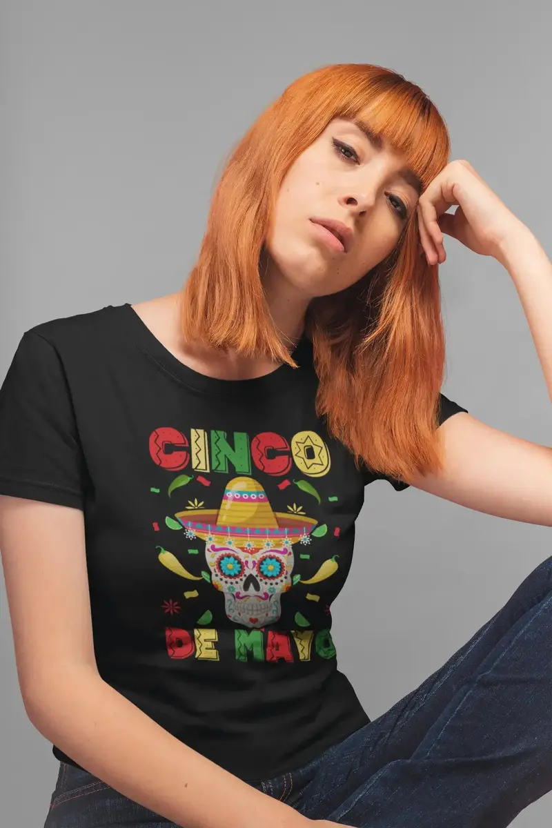 Ultrabasic Women's Organic T-Shirt Cinco De Mayo 2020 - Skull With Sombrero Party Tee Shirt 1