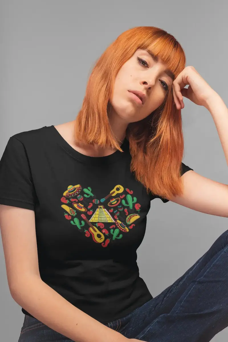 Ultrabasic Women's Organic T-Shirt Cinco De Mayo Heart - Funny Mexican Tequila Sombrero Party 1
