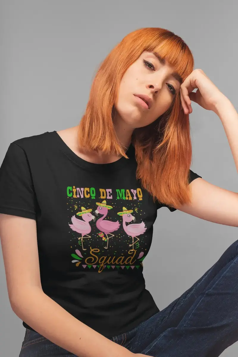 Ultrabasic Women's Organic T-Shirt Cinco De Mayo Squad - Flamingos Mexican Tee Shirt 1
