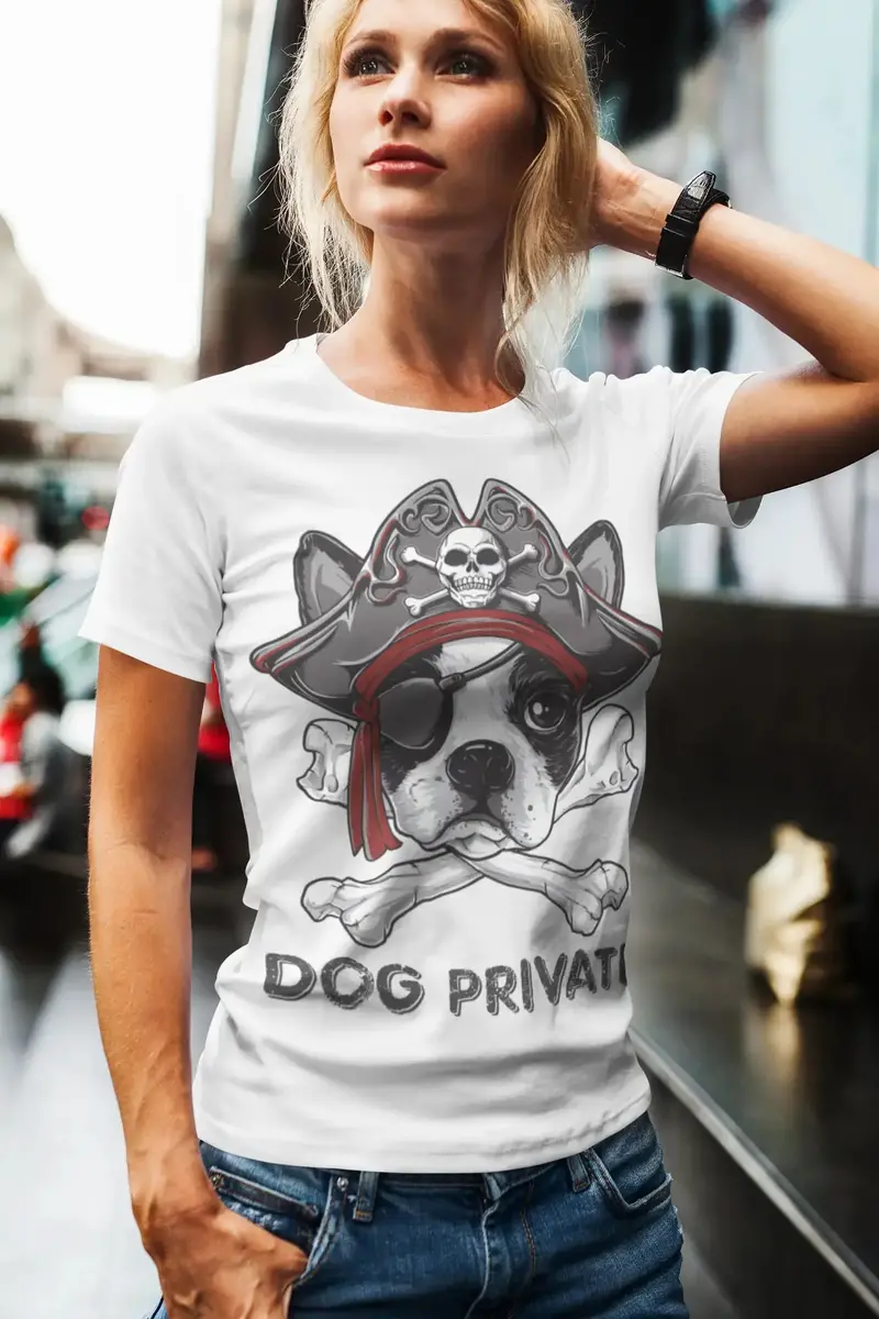 Ultrabasic Women's Organic T-Shirt - Cute Dog Private - Pirate Shirt For Women 1