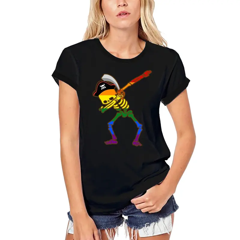 Ultrabasic Women's Organic T-Shirt Dabbing Skeleton Lgbt Pride - Rainbow Tee Shirt 1