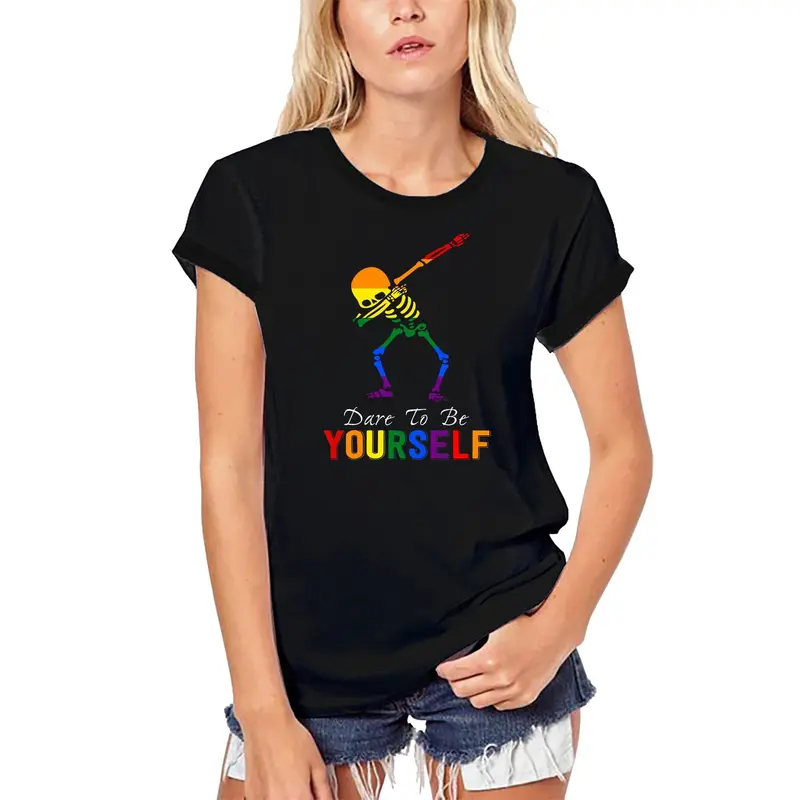 Ultrabasic Women's Organic T-Shirt Dare To Be Yourself - Lgbt Dabbing Skeleton 1