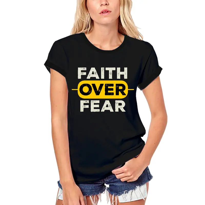 Ultrabasic Women's Organic T-Shirt Faith Over Fear - Bible Religious Shirt 1