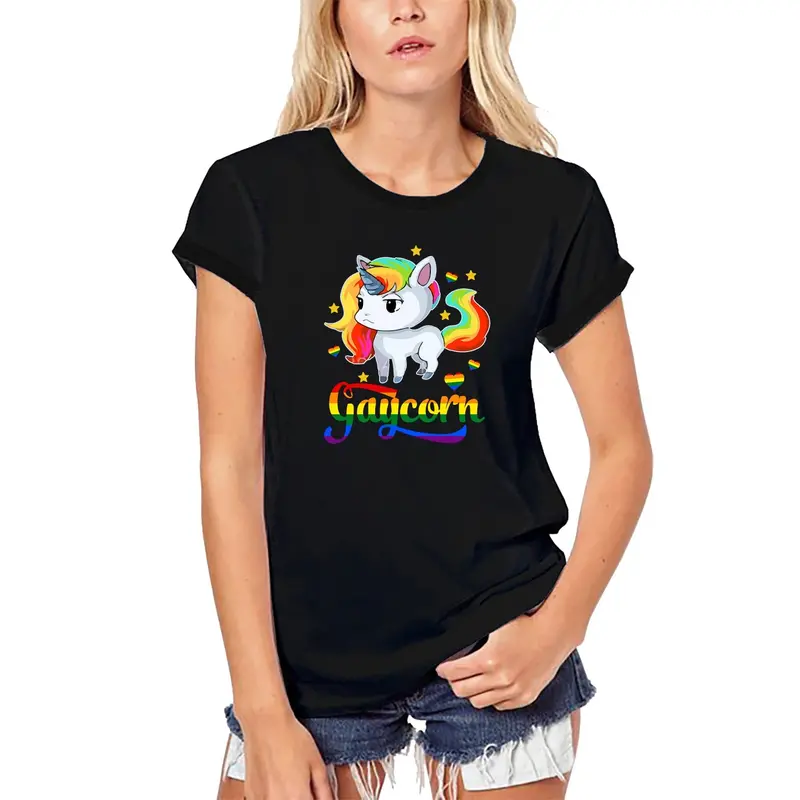 Ultrabasic Women's Organic T-Shirt Gaycorn - Pride Flag Tee Shirt 1