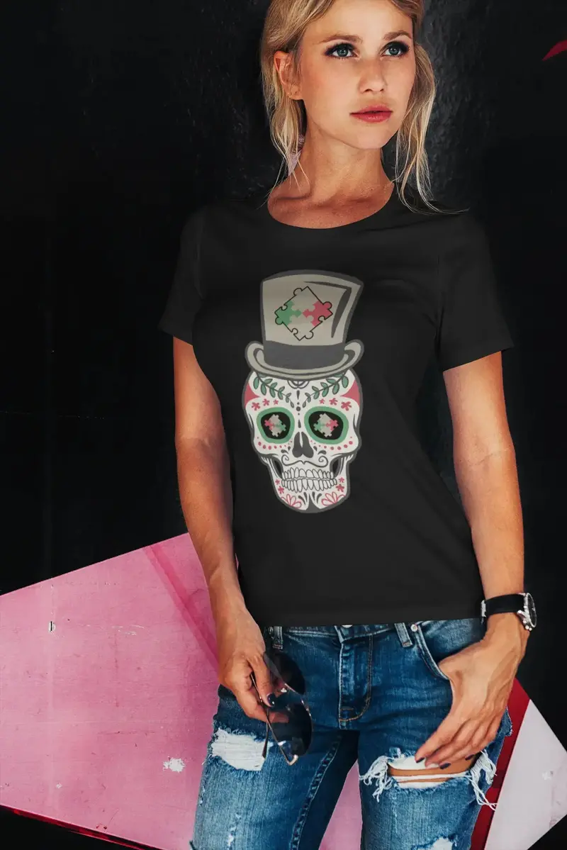 Ultrabasic Women's Organic T-Shirt - Gentleman Skull - Skull Shirt For Women 1