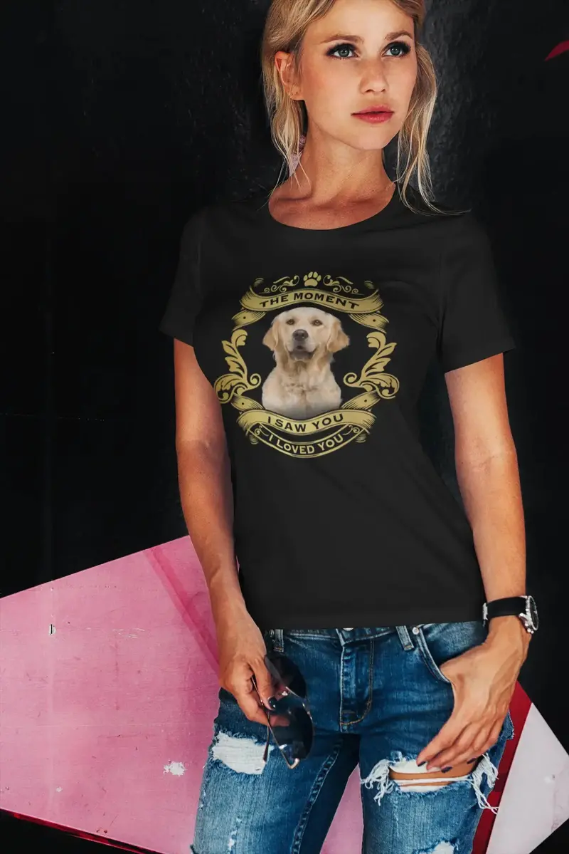 Ultrabasic Women's Organic T-Shirt Golden Retriever Dog - Moment I Saw You I Loved You Puppy Tee Shirt For Ladies 1