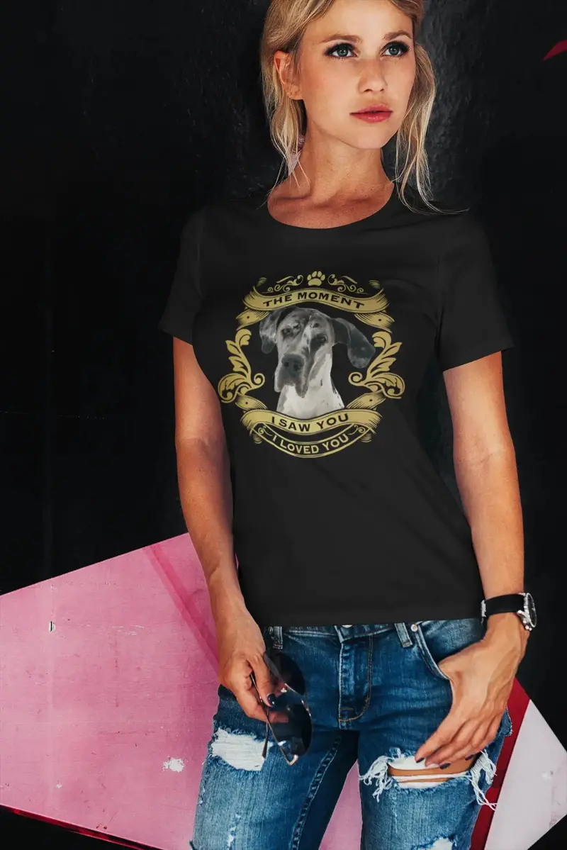 Ultrabasic Women's Organic T-Shirt Great Dane Dog - Moment I Saw You I Loved You Puppy Tee Shirt For Ladies 1