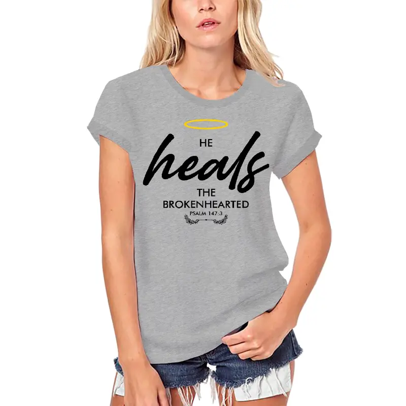 Ultrabasic Women's Organic T-Shirt He Heals The Broken Heart - Religious Shirt 1
