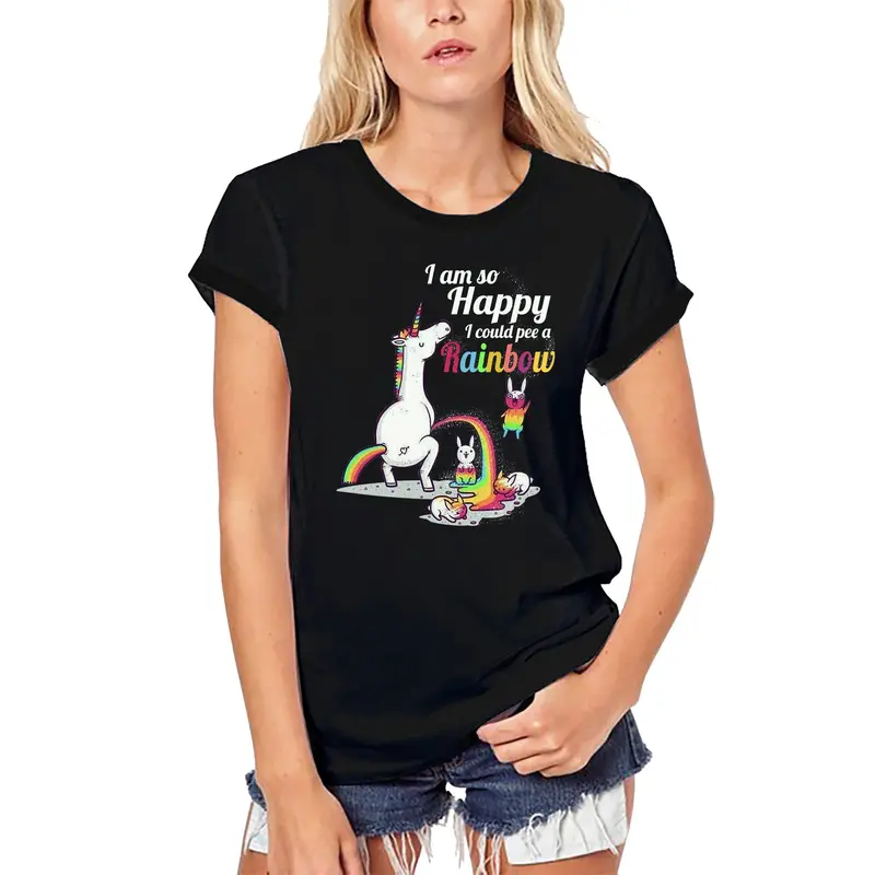 Ultrabasic Women's Organic T-Shirt I Am So Happy I Could Pee A Rainbow - Rainbow Tee Shirt 1