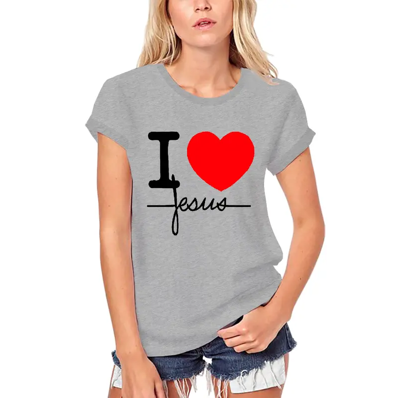 Ultrabasic Women's Organic T-Shirt I Love Jesus - Heart Religious Shirt 1