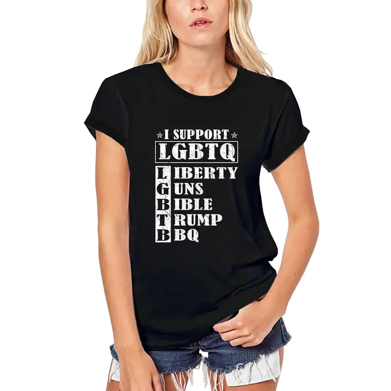 Ultrabasic Women's Organic T-Shirt I Support Lgbtq - Vintage Rainbow Shirt 1