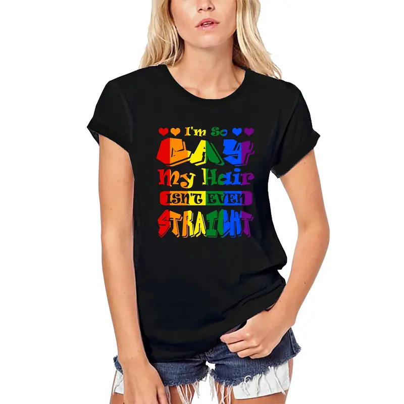 Ultrabasic Women's Organic T-Shirt I'm So Gay My Hair Isn't Even Straight - Vintage Lgbt Flag 1