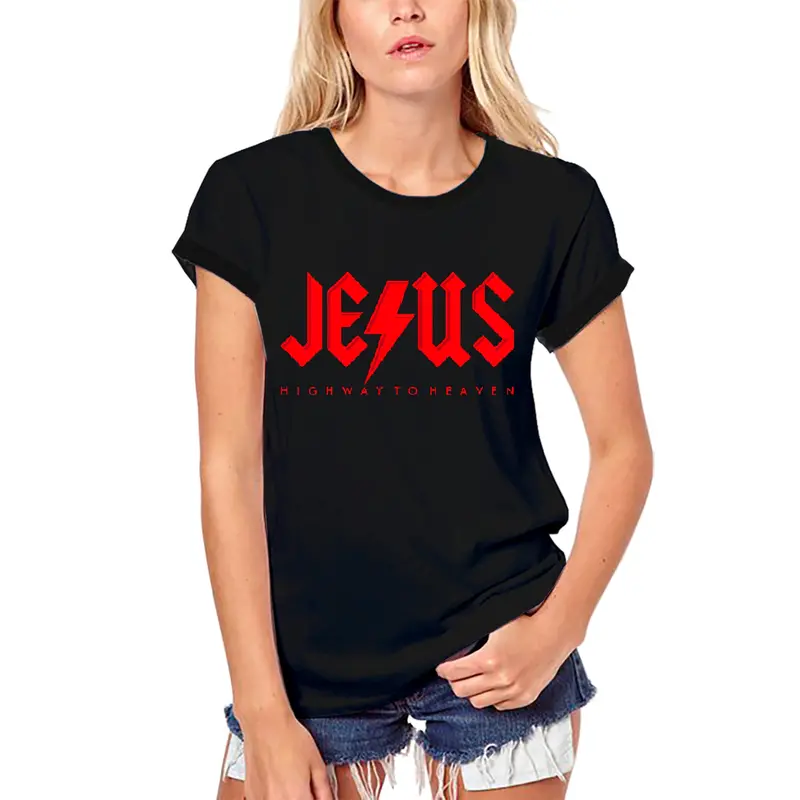 Ultrabasic Women's Organic T-Shirt Jesus Highway To Heaven - Religious Shirt 1