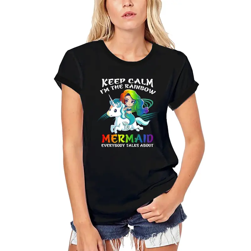 Ultrabasic Women's Organic T-Shirt Keep Calm I'm The Rainbow Mermaid - Lgbt Pride 1