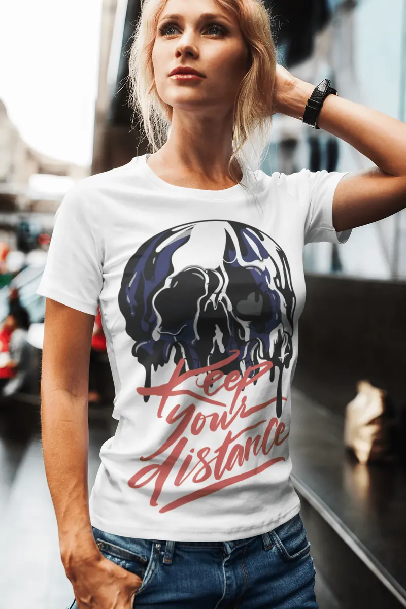 Ultrabasic Women's Organic T-Shirt - Keep Distance - Skull Shirt For Women 1