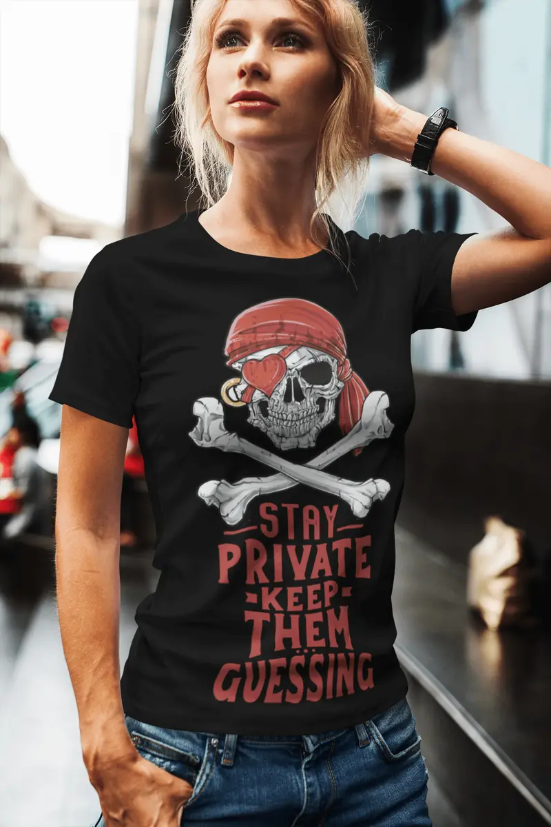 Ultrabasic Women's Organic T-Shirt - Keep Them Guessing - Pirate Skull Shirt 1