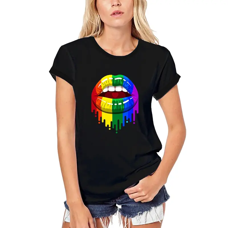 Ultrabasic Women's Organic T-Shirt Lgbt Lip - Rainbow Flag 1