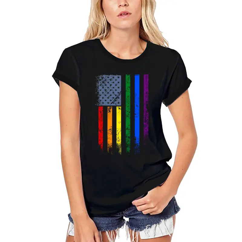 Ultrabasic Women's Organic T-Shirt Lgbt Us Flag - Pride Apparel 1
