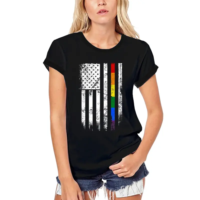 Ultrabasic Women's Organic T-Shirt Lgbt Us Flag - Pride Apparel 1