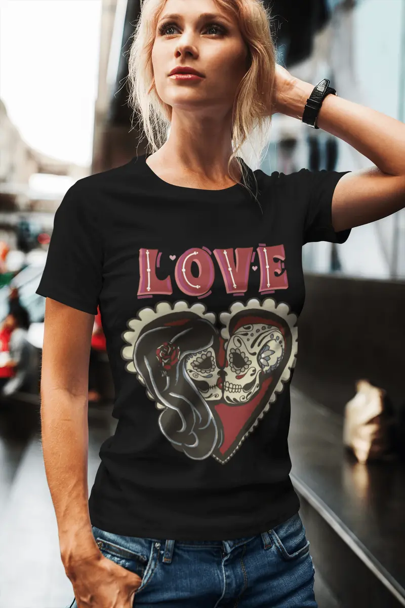 Ultrabasic Women's Organic T-Shirt - Love - Skull Shirt For Women 1