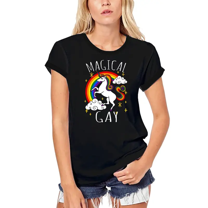 Ultrabasic Women's Organic T-Shirt Magical Gay - Rainbow Flag 1