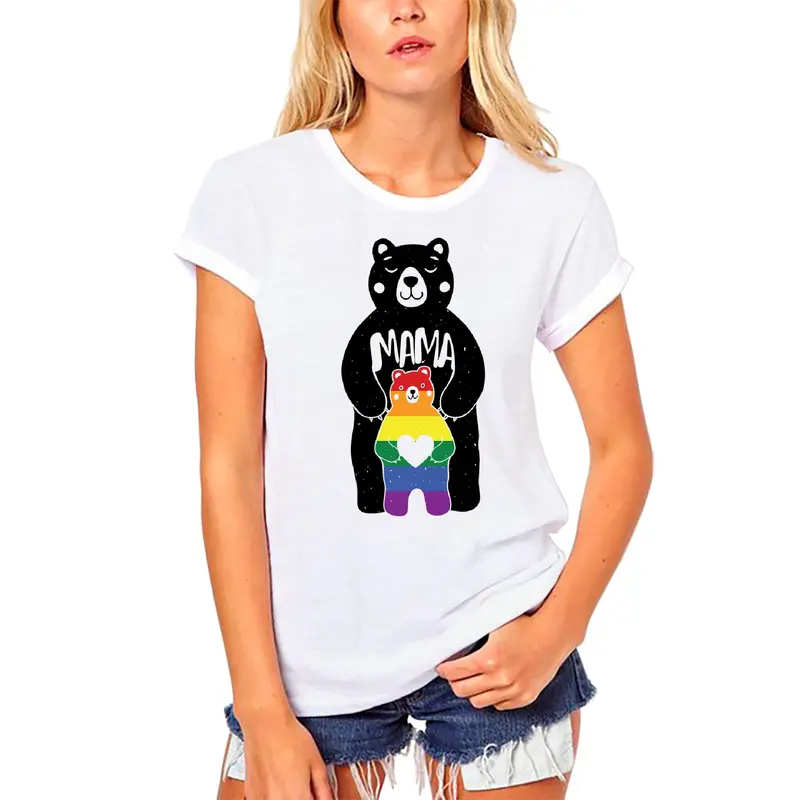 Ultrabasic Women's Organic T-Shirt Mama Bear Lgbt Pride - Rainbow Flag 1
