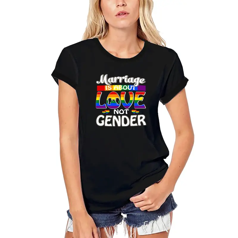 Ultrabasic Women's Organic T-Shirt Marriage Is About Love Not Gender - Vintage Lgbt Flag Tee Shirt 1
