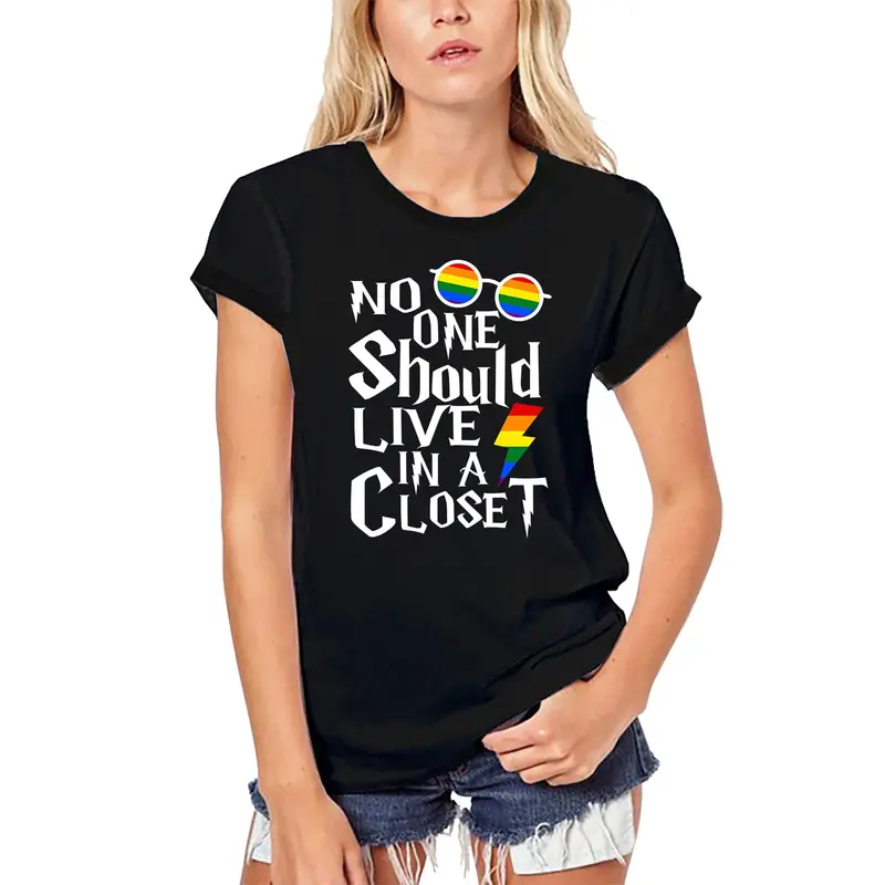 Ultrabasic Women's Organic T-Shirt No One Should Live In A Close - Rainbow Glasses 1