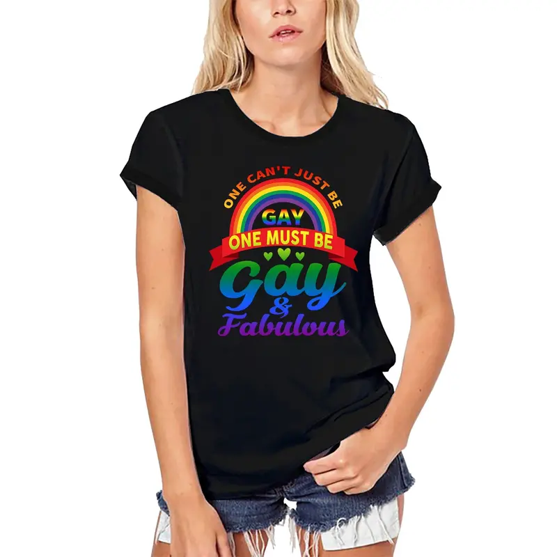 Ultrabasic Women's Organic T-Shirt One Must Be Gay And Fabulous - Rainbow Lgbt Tee Shirt 1